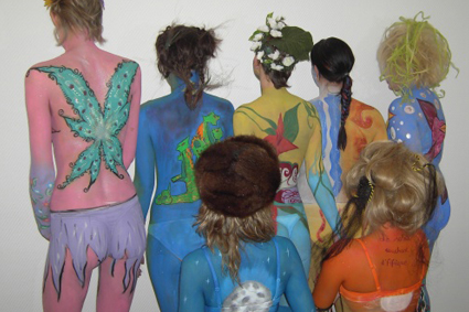 2ter Bodypainting-Kurs bei der Make-Up-Artist Schule von Ursula Haas in Frankfurt im März 2008 mit Dozentin Ute Lange